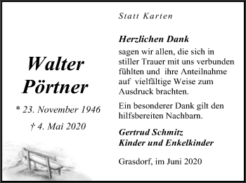 Anzeige von Walter Pörtner von Mindener Tageblatt