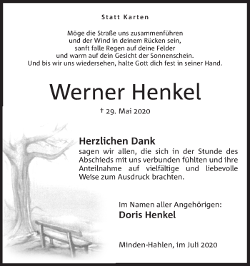 Anzeige von Werner Henkel von Mindener Tageblatt