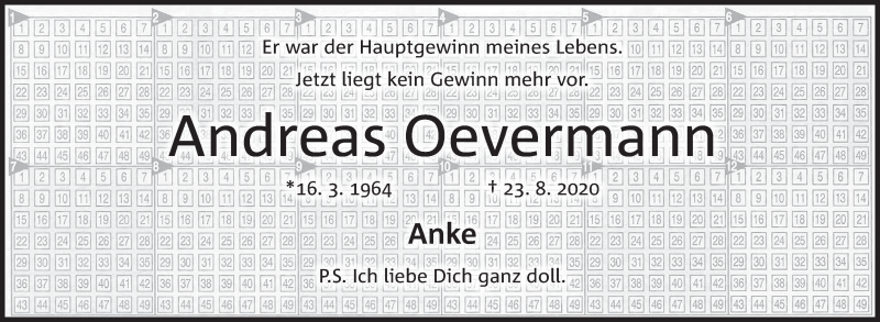  Traueranzeige für Andreas Oevermann vom 29.08.2020 aus Mindener Tageblatt