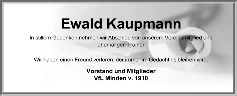  Traueranzeige für Ewald Kaupmann vom 20.01.2021 aus Mindener Tageblatt