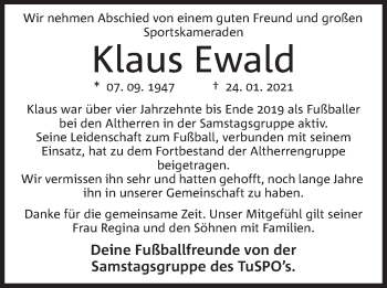 Anzeige von Klaus Ewald von Mindener Tageblatt
