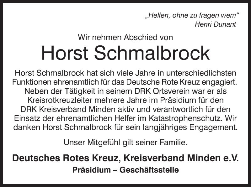  Traueranzeige für Horst Schmalbrock vom 30.10.2021 aus Mindener Tageblatt
