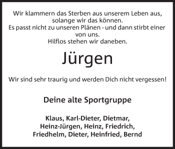 Anzeige von Jürgen  von Mindener Tageblatt