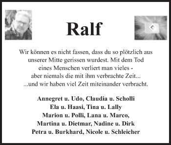 Anzeige von Ralf  von Mindener Tageblatt