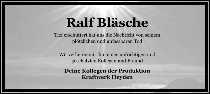  Traueranzeige für Ralf Bläsche vom 15.05.2021 aus Mindener Tageblatt