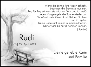 Anzeige von Rudi  von Mindener Tageblatt