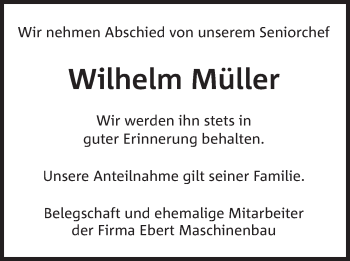 Anzeige von Wilhelm Müller von Mindener Tageblatt