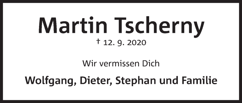  Traueranzeige für Martin Tscherny vom 11.09.2021 aus Mindener Tageblatt