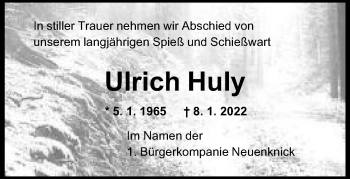 Anzeige von Ulrich Huly von Mindener Tageblatt