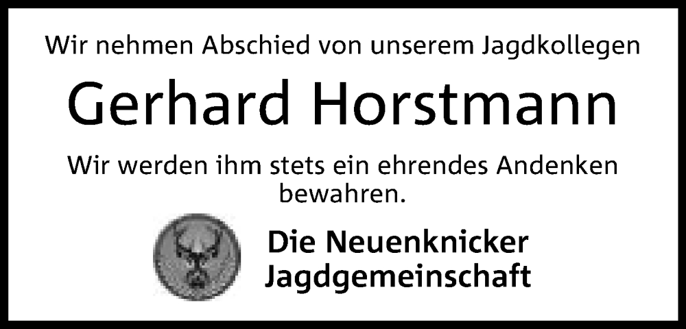  Traueranzeige für Gerhard Horstmann vom 01.10.2022 aus Mindener Tageblatt