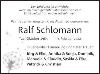 Anzeige von Ralf Schlomann von Mindener Tageblatt