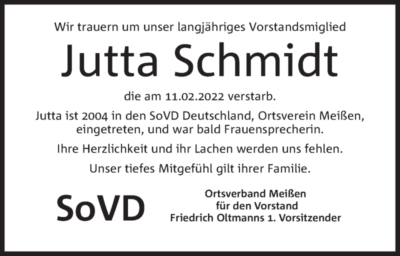  Traueranzeige für Jutta Schmidt vom 05.03.2022 aus Mindener Tageblatt