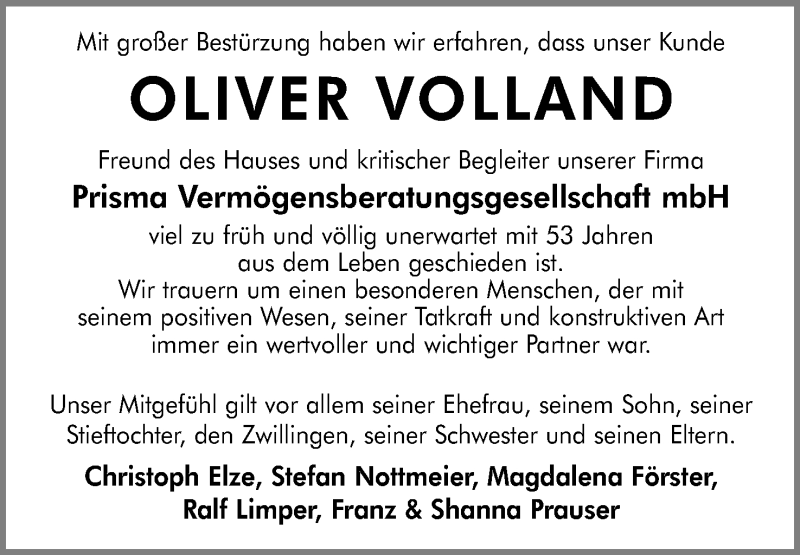  Traueranzeige für Oliver Volland vom 30.04.2022 aus Mindener Tageblatt