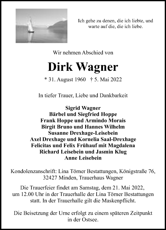 Anzeige von Dirk Wagner von Mindener Tageblatt