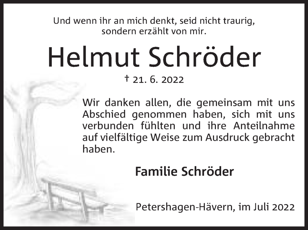  Traueranzeige für Helmut Schröder vom 30.07.2022 aus Mindener Tageblatt
