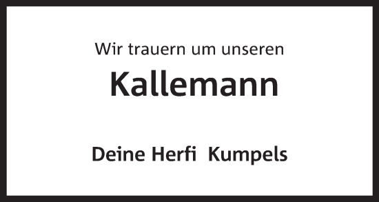 Anzeige von Kallemann  von Mindener Tageblatt