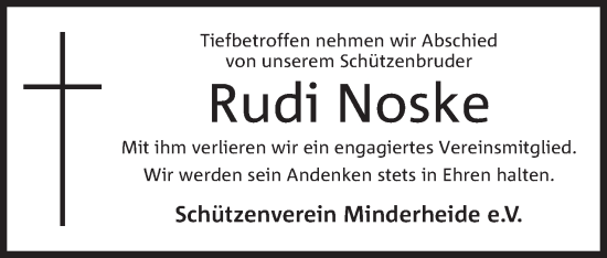 Anzeige von Rudi Noske von Mindener Tageblatt