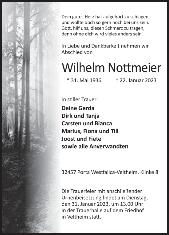 Anzeige von Wilhelm Nottmeier von Mindener Tageblatt