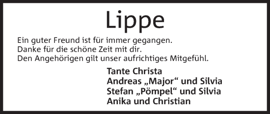 Anzeige von Lippe  von Mindener Tageblatt