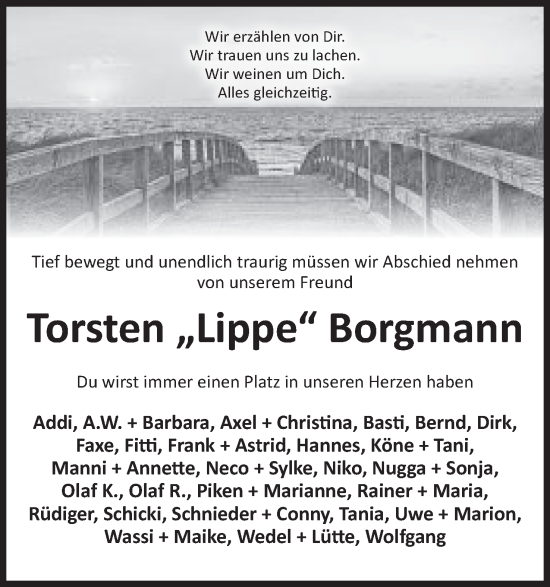 Anzeige von Torsten  Borgmann von Mindener Tageblatt