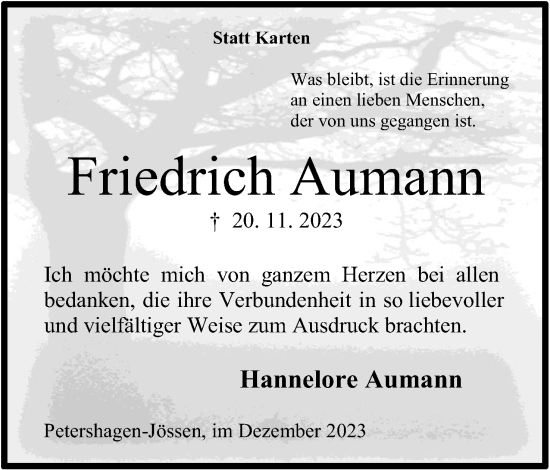 Anzeige von Friedrich Aumann von 4401
