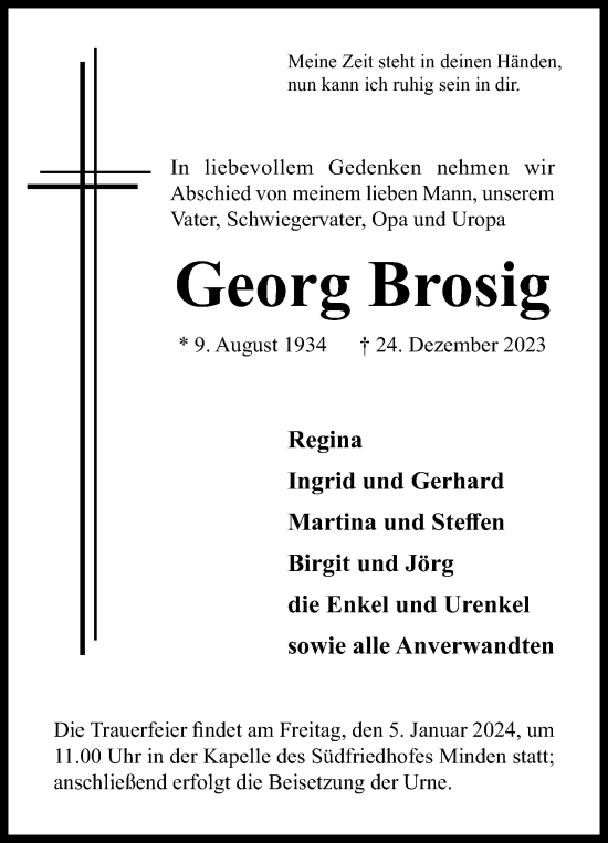 Anzeige von Georg Brosig von 4401
