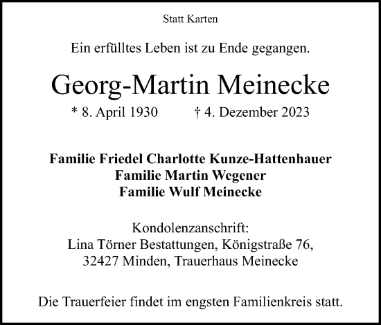 Anzeige von Georg-Martin Meinecke von 4401