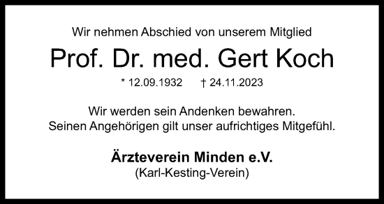 Anzeige von Gert Koch von 4401