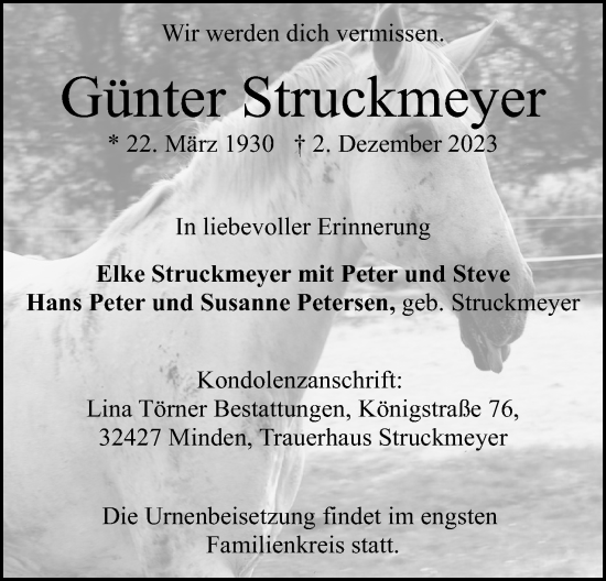 Anzeige von Günter Struckmeyer von 4401