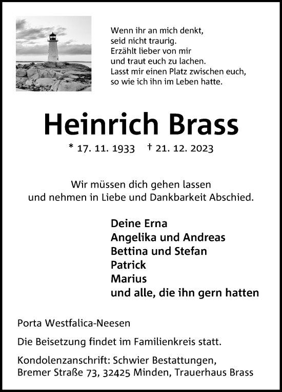 Anzeige von Heinrich Brass von 4401