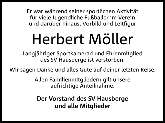 Anzeige von Herbert Möller von 4401