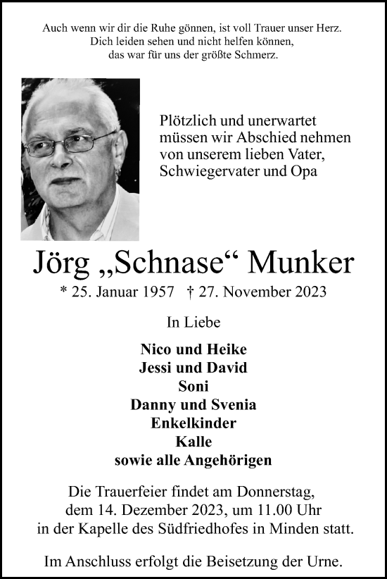 Anzeige von Jörg Munker von 4401