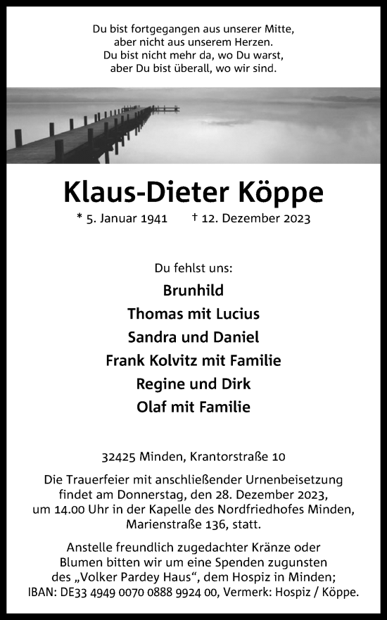Anzeige von Klaus-Dieter Köppe von 4401