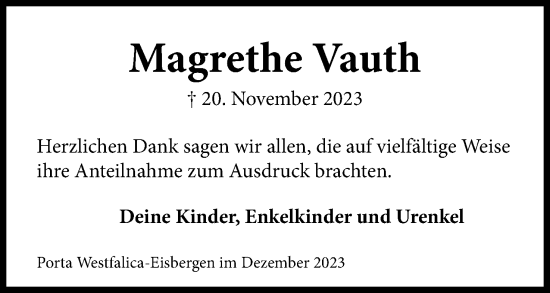 Anzeige von Magrethe Vauth von 4401
