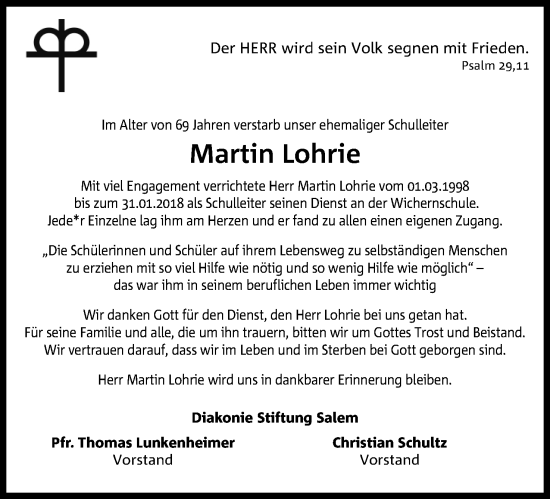 Anzeige von Martin Lohrie von 4401