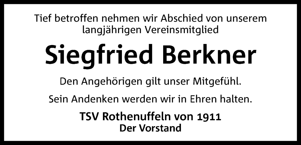  Traueranzeige für Siegfried Berkner vom 16.12.2023 aus 4401