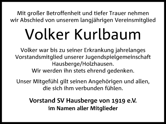 Anzeige von Volker Kurlbaum von 4401