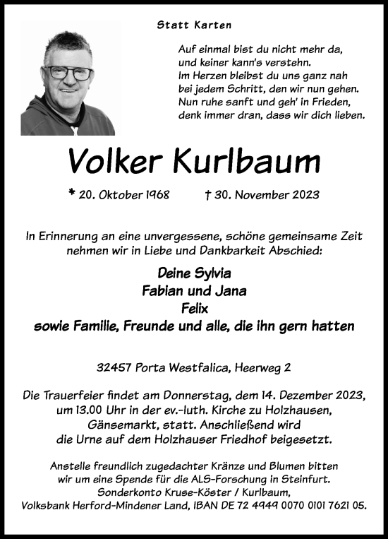 Anzeige von Volker Kurlbaum von 4401