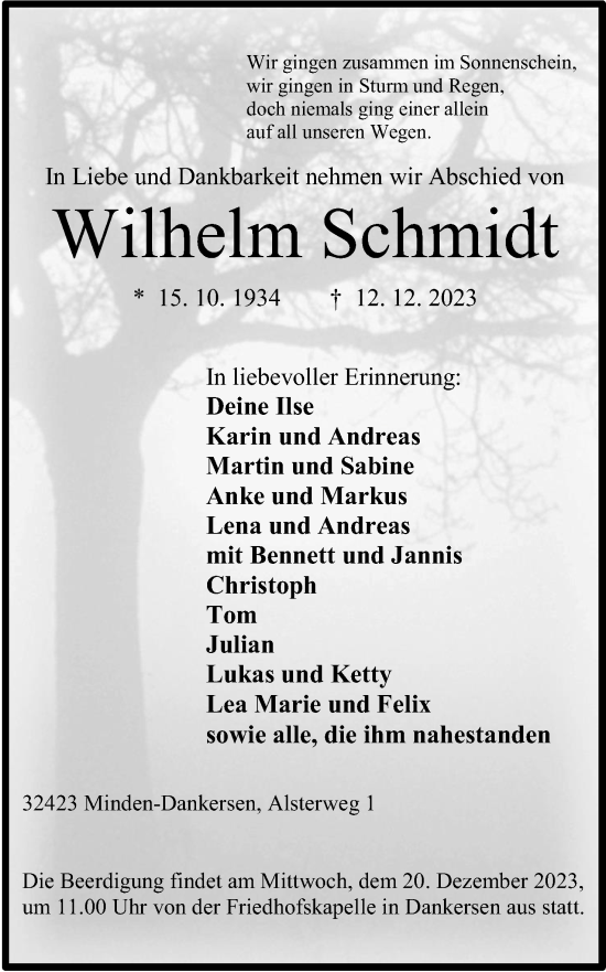 Anzeige von Wilhelm Schmidt von 4401