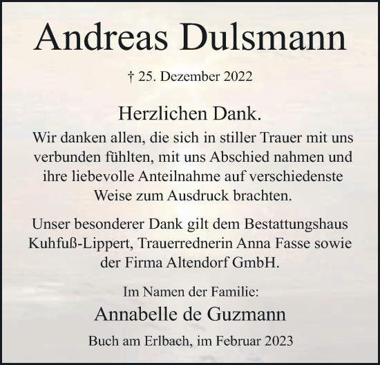 Anzeige von Andreas Dulsmann von Mindener Tageblatt