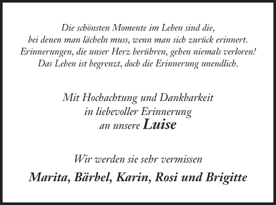 Anzeige von Luise  von Mindener Tageblatt