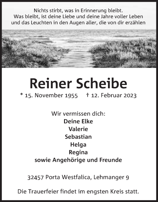 Anzeige von Reiner Scheibe von Mindener Tageblatt