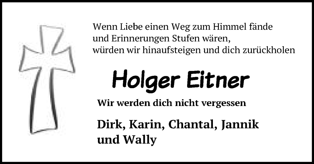  Traueranzeige für Holger Eitner vom 25.03.2023 aus Mindener Tageblatt