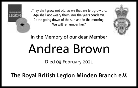 Anzeige von Andrea Brown von Mindener Tageblatt