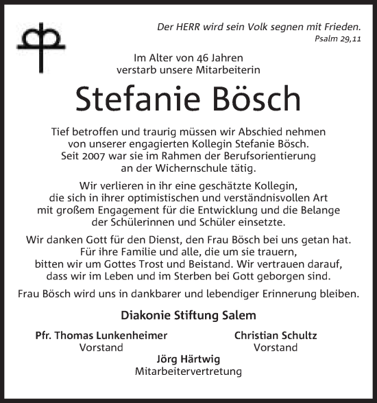 Anzeige von Stefanie Bösch von Mindener Tageblatt