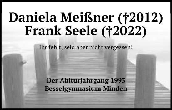 Anzeige von Frank Seele von Mindener Tageblatt