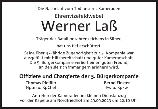 Anzeige von Werner Laß von Mindener Tageblatt
