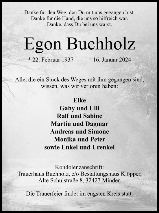 Anzeige von Egon Buchholz von 4401
