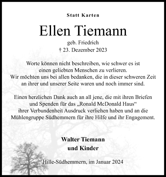 Anzeige von Ellen Tiemann von 4401