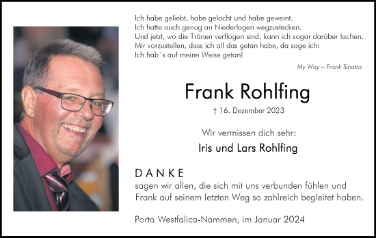 Anzeige von Frank Rohlfing von 4401